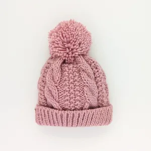 Rosy Pink Cable Beanie Hat for Baby & Kids