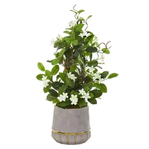 26" Stephanotis Artificial Plant in Stoneware Planter