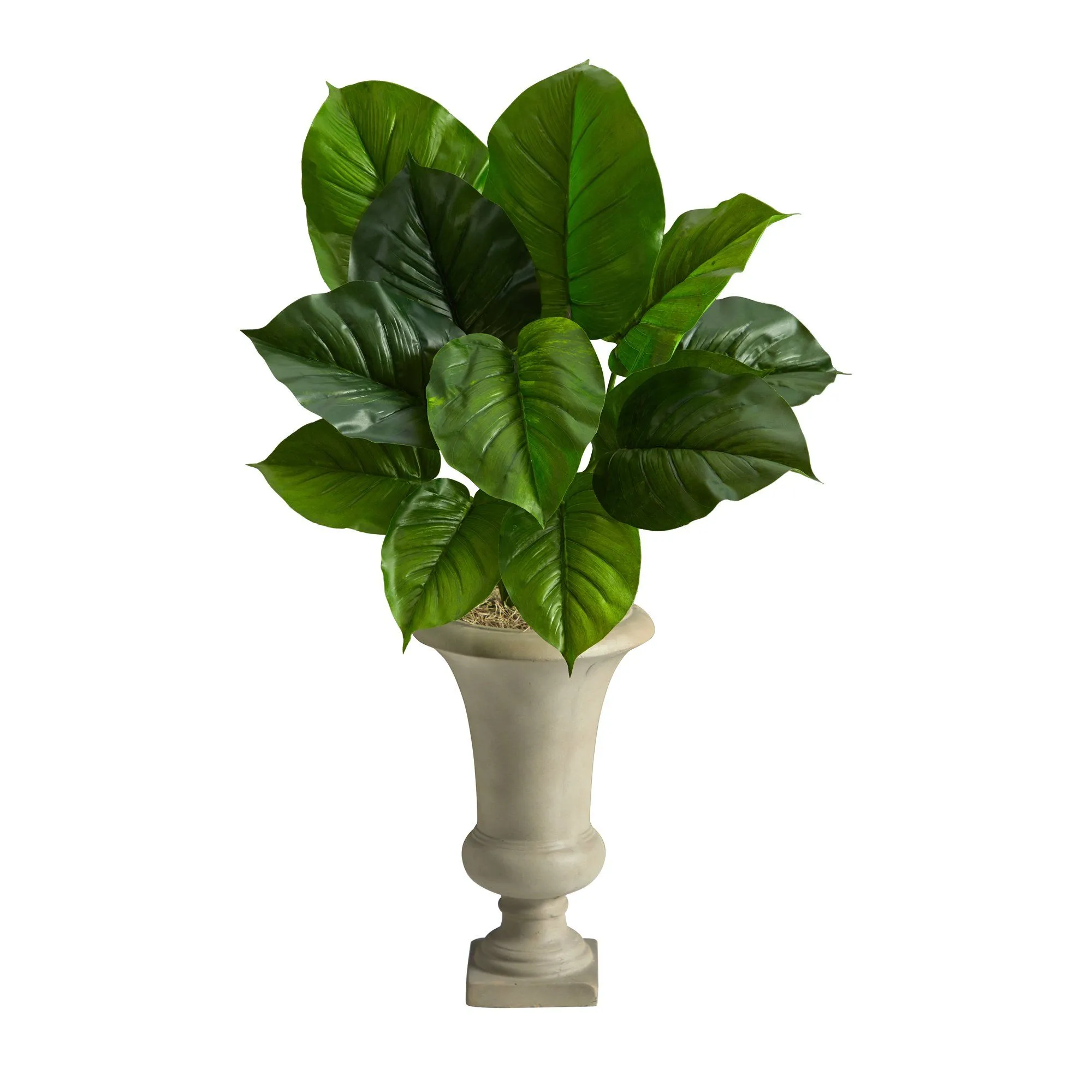 3’ Large Philodendron Leaf Artificial Plant in Sand Colored Urn