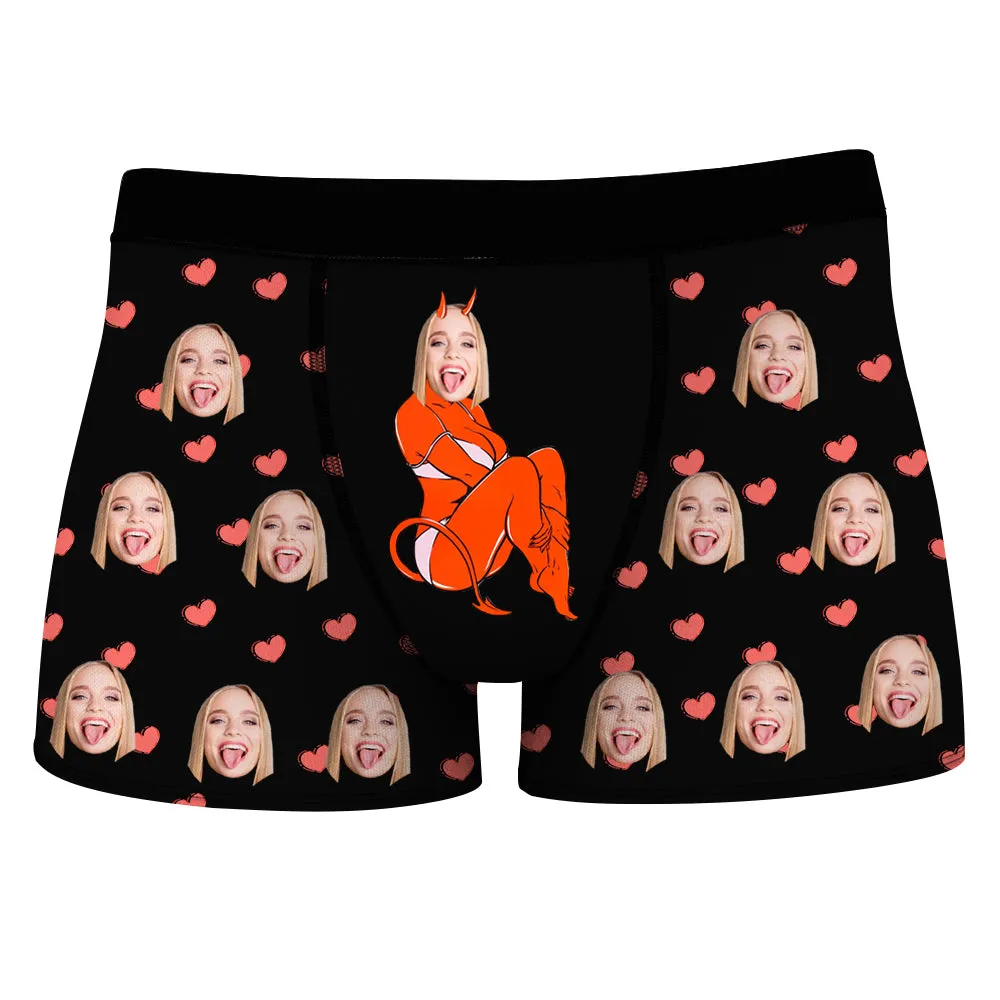 4FunGift® Sexy Women's Print Customized Face Full Print Pattern Men's Boxer Valentine's Day Christmas Boyfriend/Husband Gift