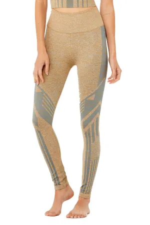 7/8 High-Waist Seamless Tempo Legging - Caramel Heather/Blue Haze Heather