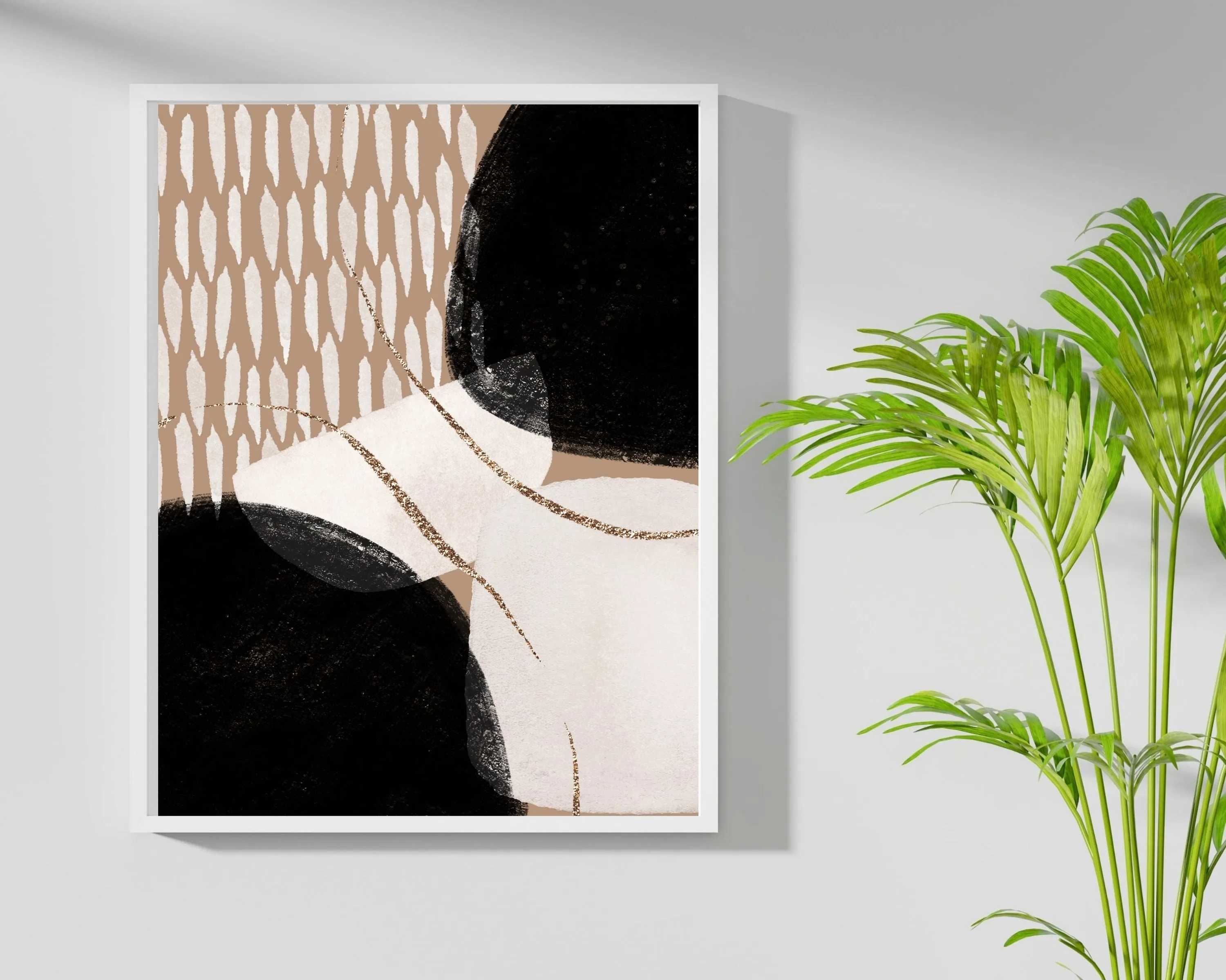 Abstract Boho Art Prints | Beige Black