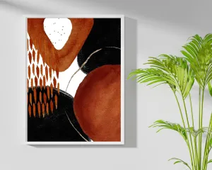 Abstract Boho Art Prints | Burnt Orange Black