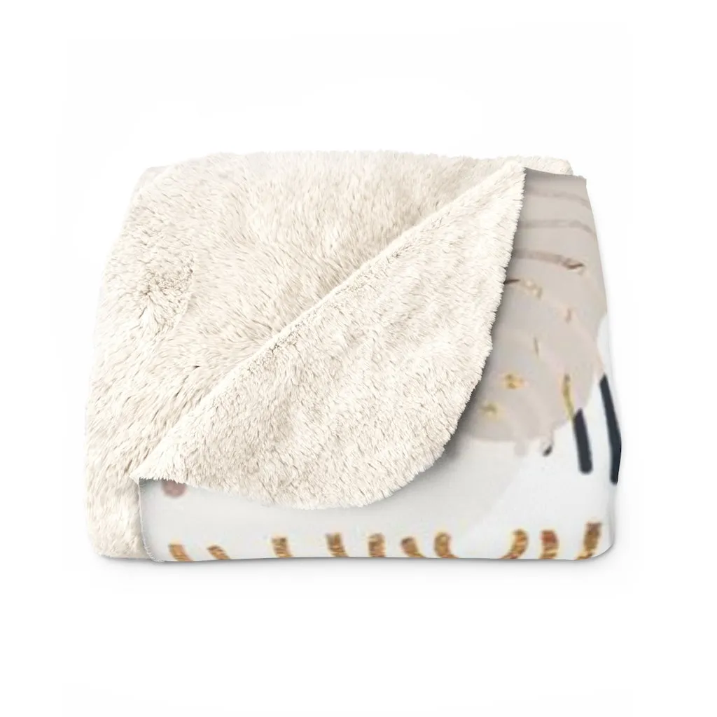 Abstract Comfy Blanket | White Beige Gold