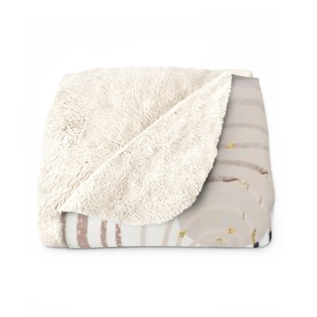 Abstract Comfy Blanket | White Beige Gold