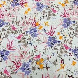 Abstract Painted Garden Linen Viscose Fabric