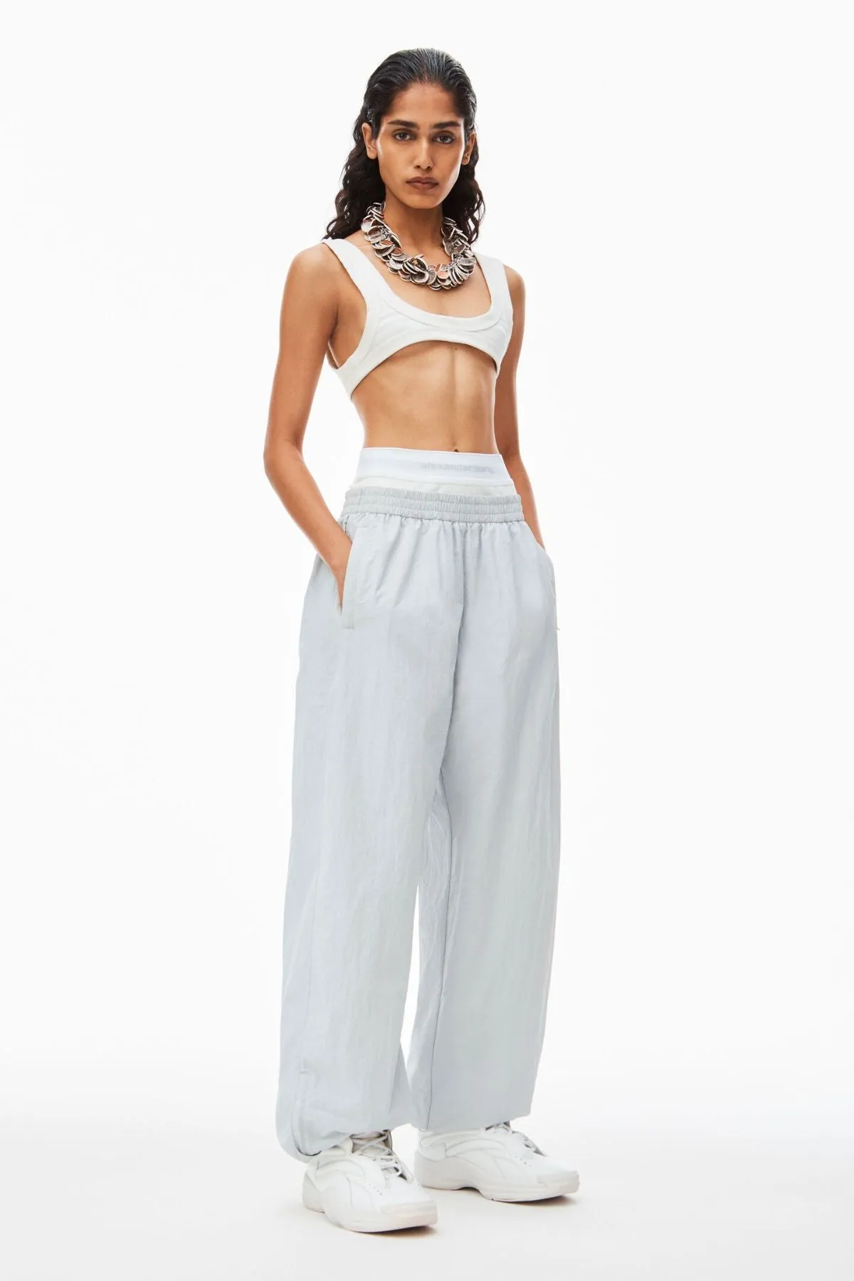 Alexander Wang Exposed Brief Logo Track Pant - Microchip