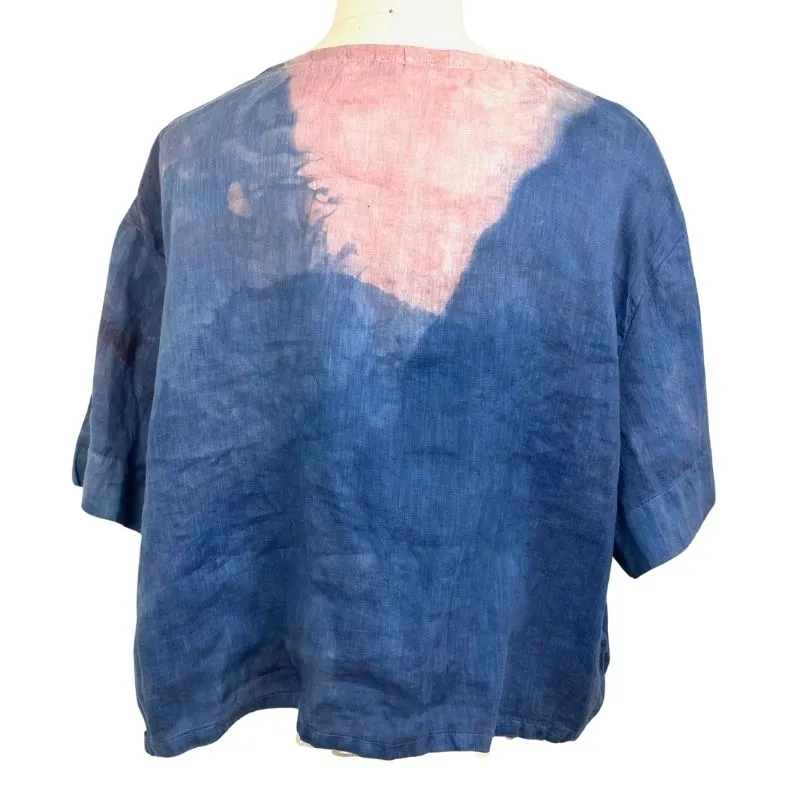 Allyn Boxy Tee in Blue Pink Linen | Pattern A