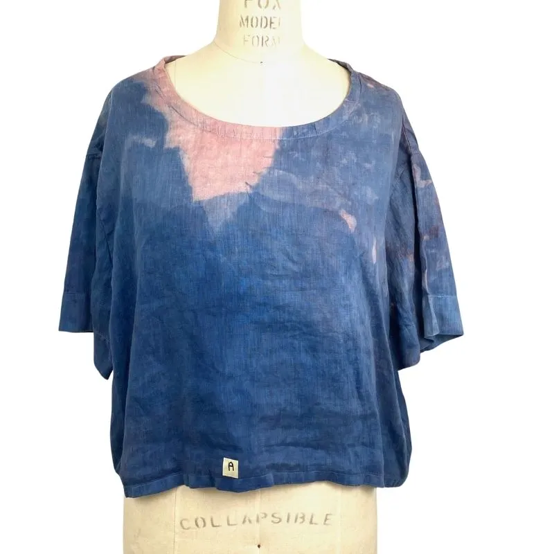 Allyn Boxy Tee in Blue Pink Linen | Pattern A