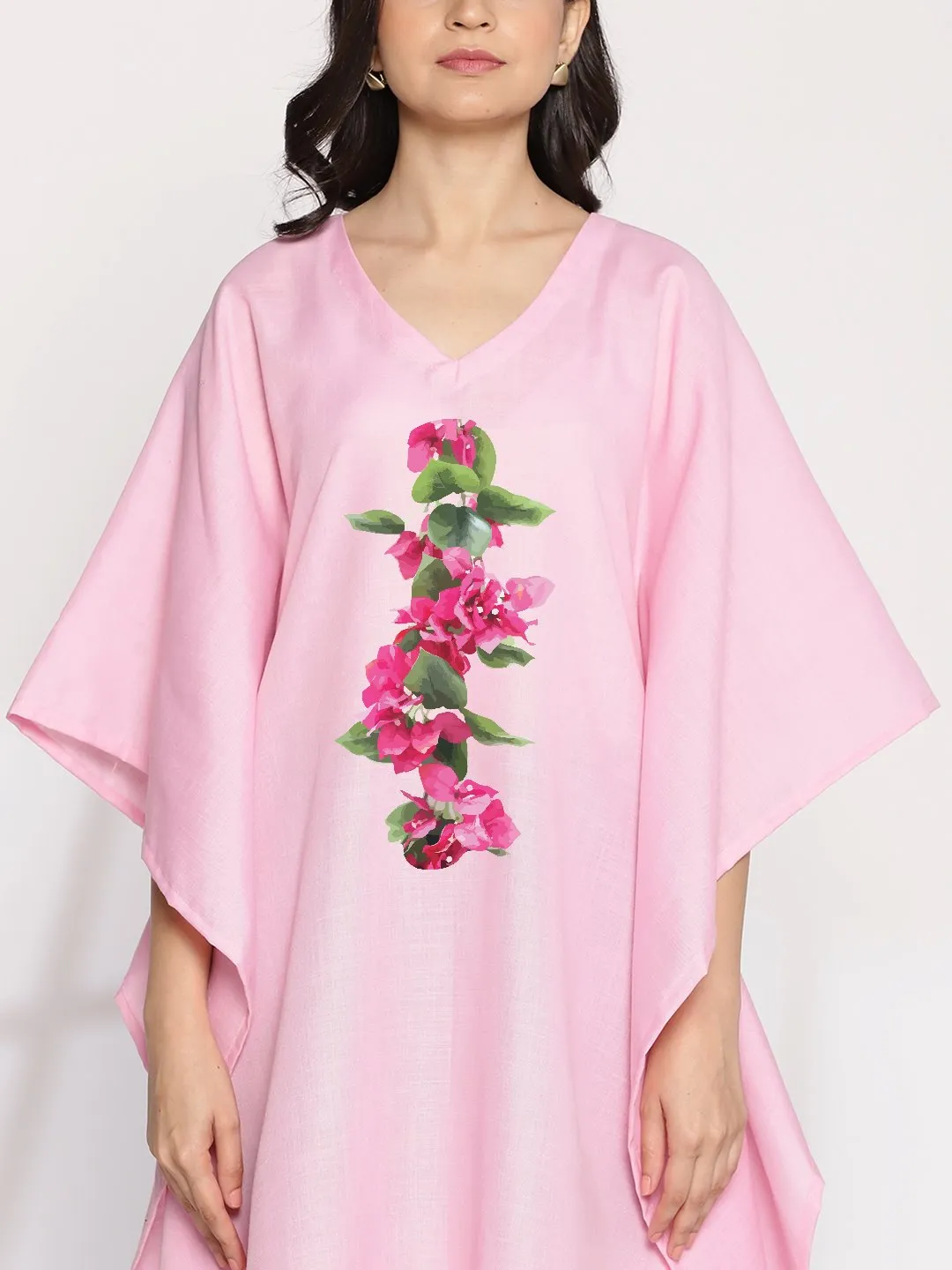 BabyPink CottonSlub LongKaftan - Alliana