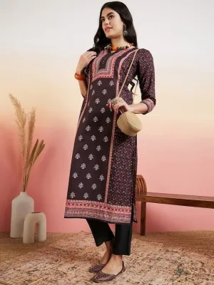 Black Ethnic Motifs Printed Regular Pure Cotton Kurta With Trouser