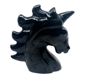 Black Obsidian Crystal Unicorn Carving