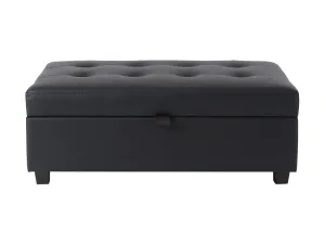 Black Vegan Leather Storage Ottoman