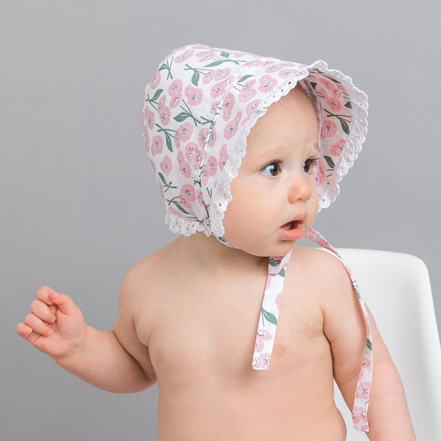 Blush Pink Poppy Bonnet UPF 25   for Infants & Toddlers