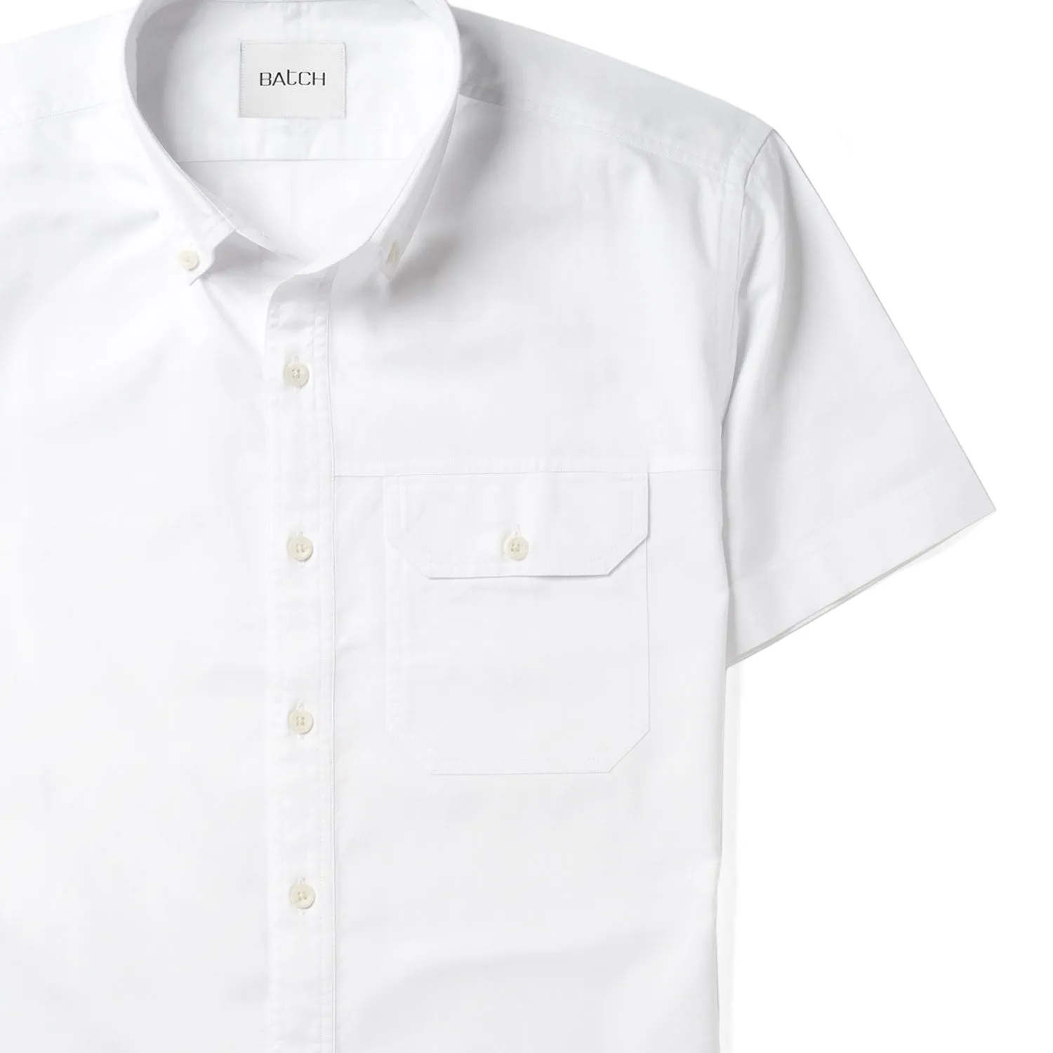 Builder Short Sleeve Casual Shirt – Pure White Cotton Oxford