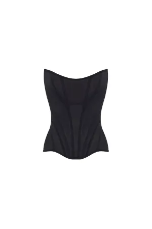 Chic low-waist black fitted corset