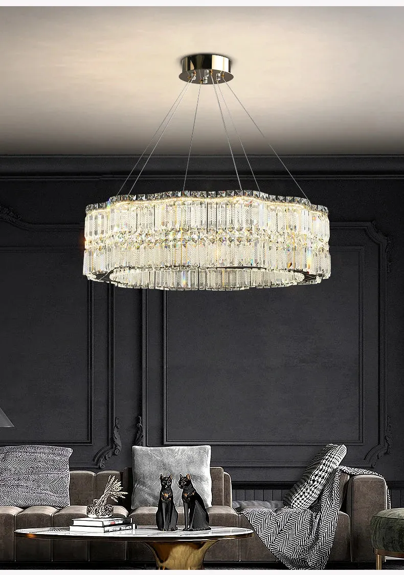 Chungbee Chrome Modern 2 Layers Circle Ring LED Crystal Chandelier