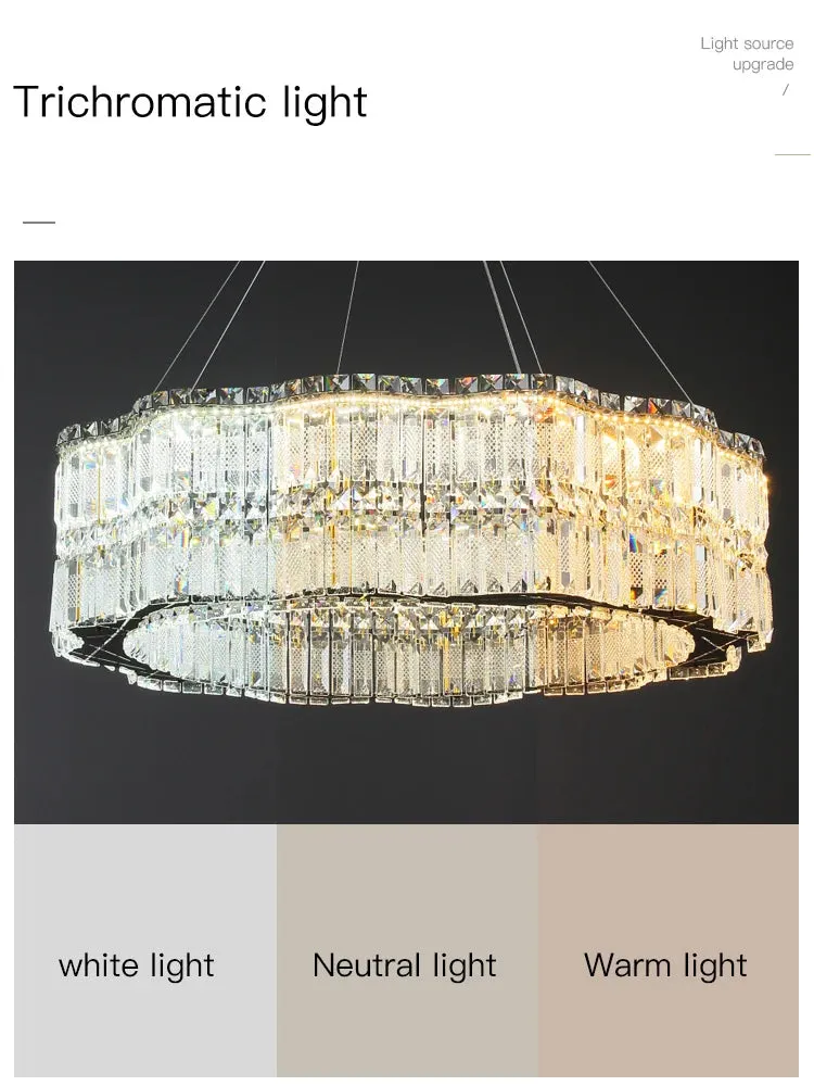 Chungbee Chrome Modern 2 Layers Circle Ring LED Crystal Chandelier