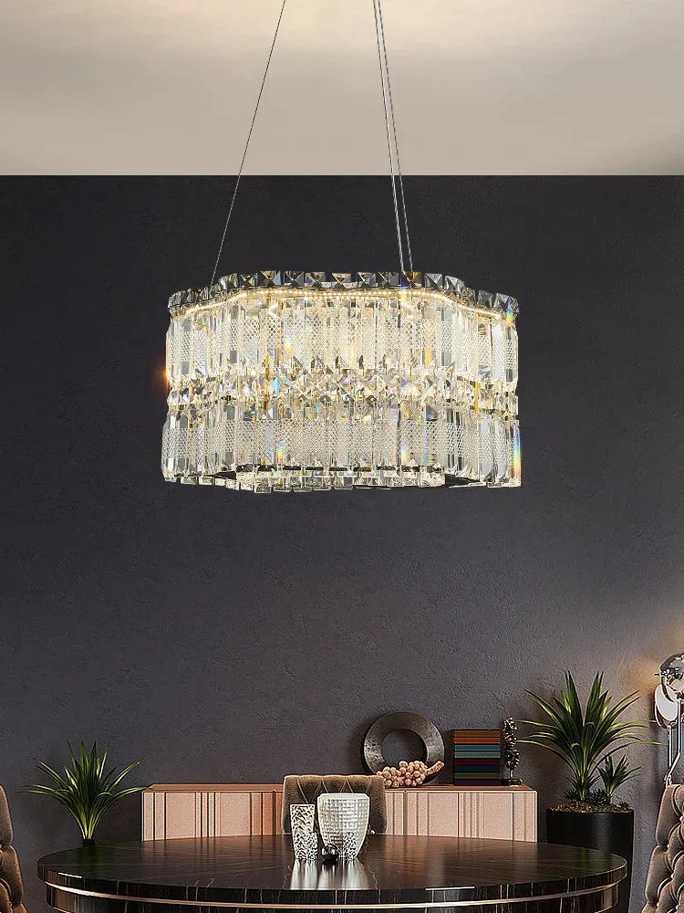 Chungbee Chrome Modern 2 Layers Circle Ring LED Crystal Chandelier