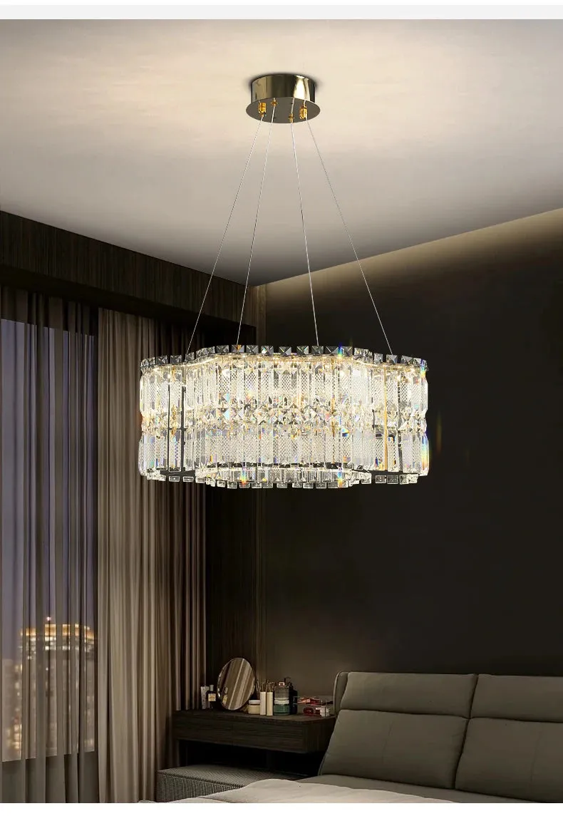 Chungbee Chrome Modern 2 Layers Circle Ring LED Crystal Chandelier