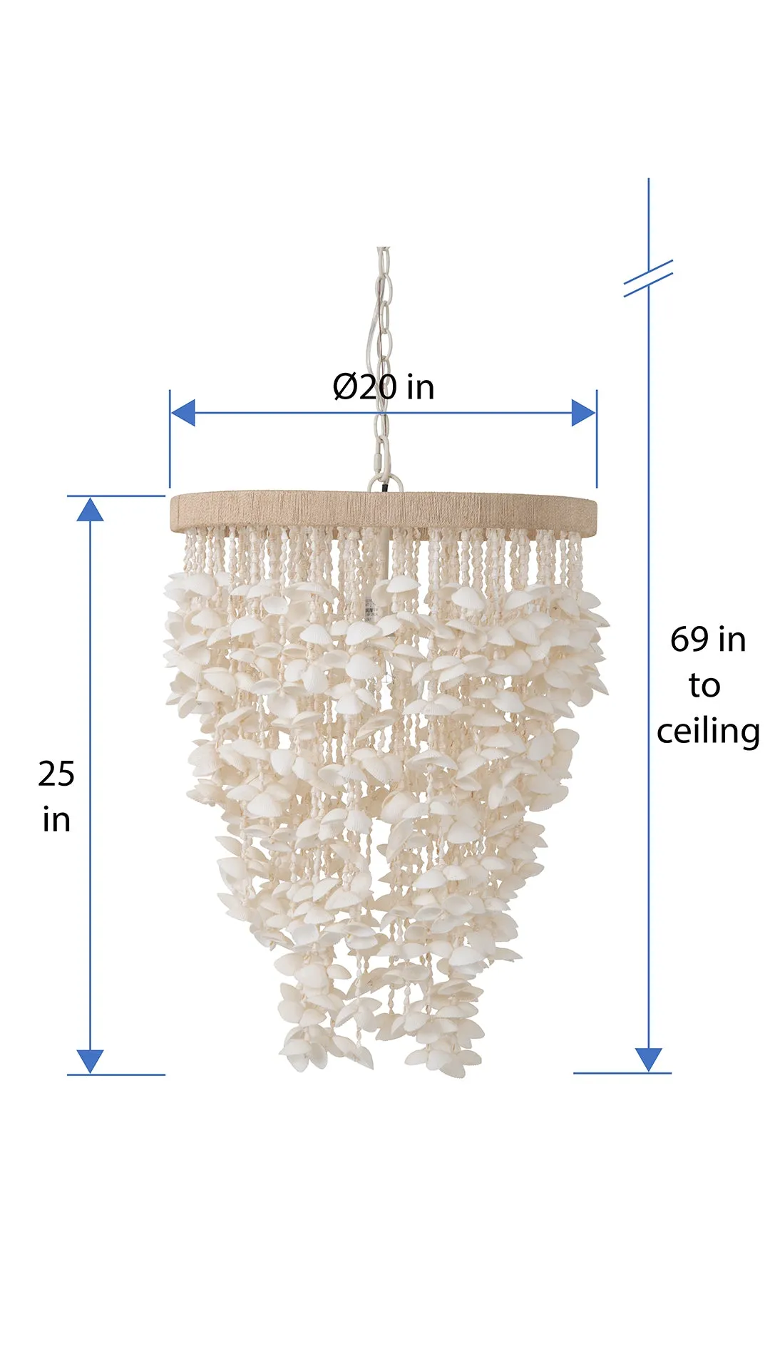 Cone Clamrose Seashell Chandelier, White