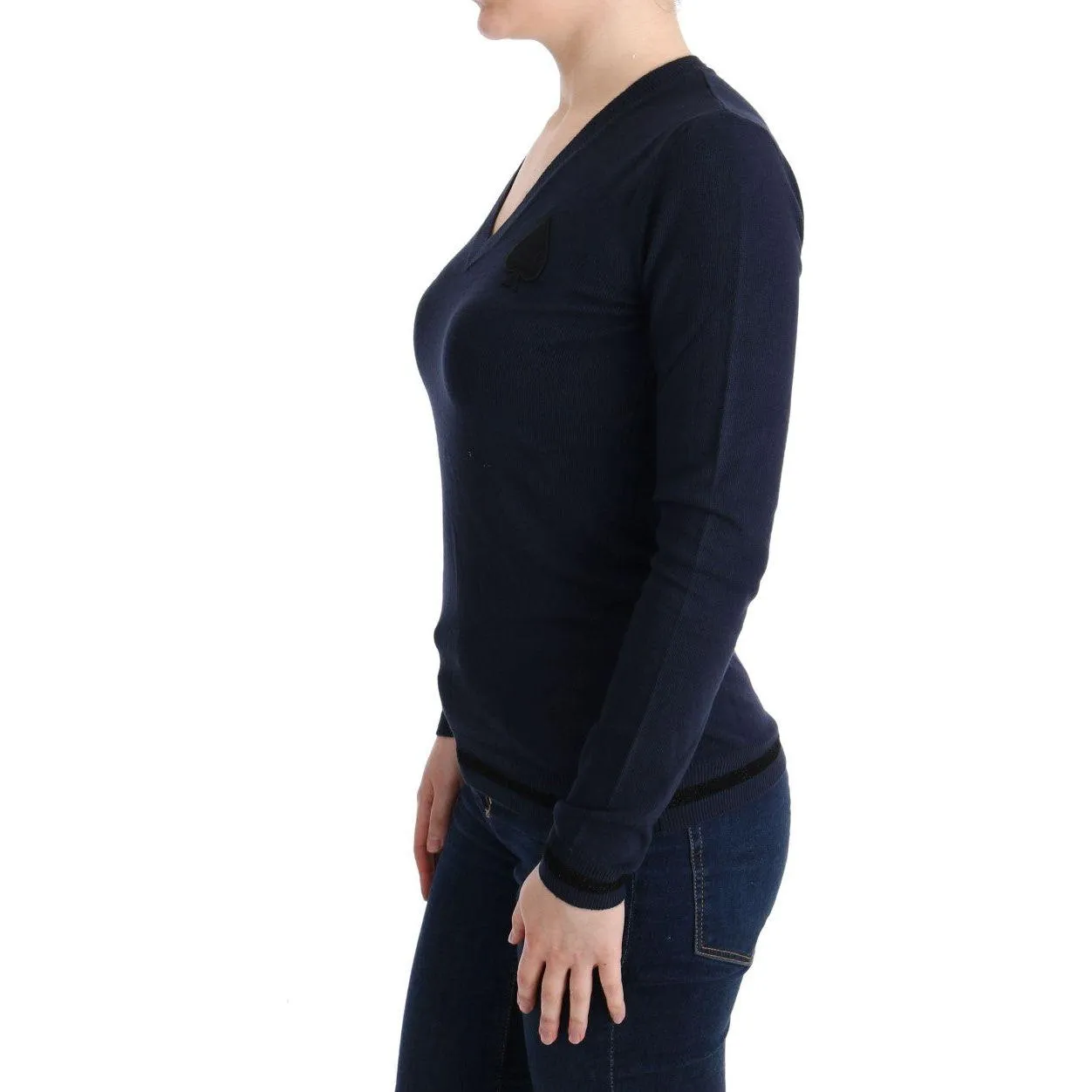 Costume National Elegant Blue V-Neck Sweater