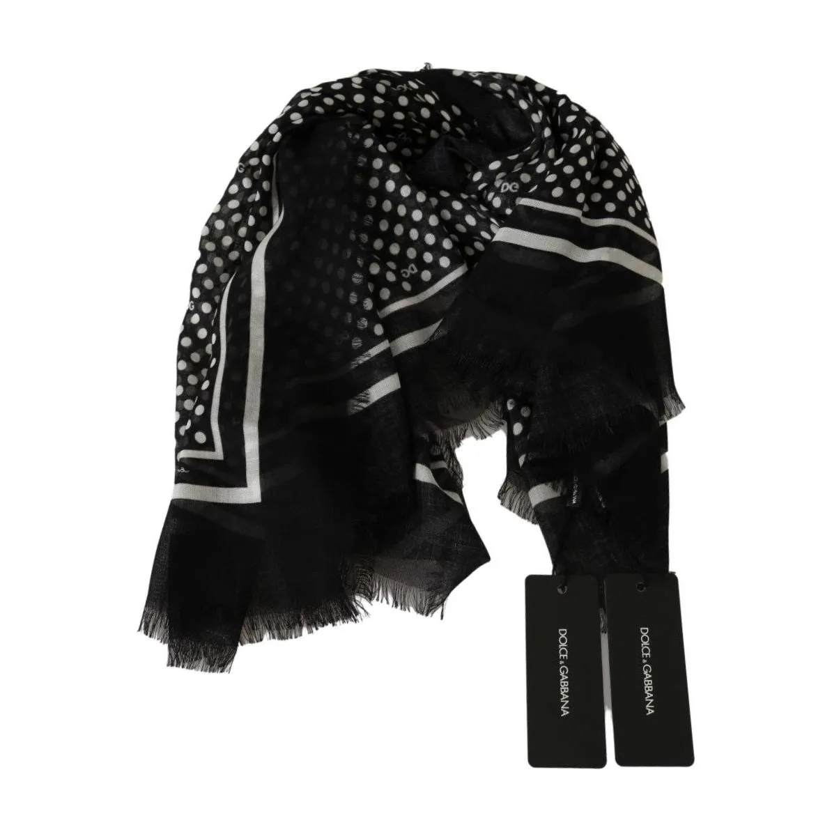 Dolce & Gabbana Elegant Black Silk Blend Polka Dotted Men's Scarf