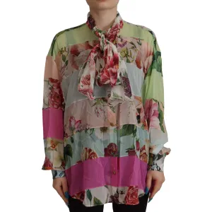 Dolce & Gabbana Elegant Floral Patchwork Silk Blouse