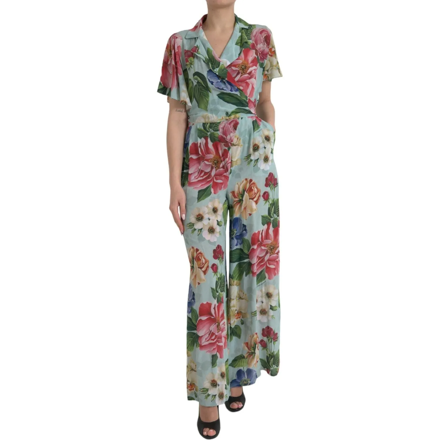 Dolce & Gabbana Elegant Floral Silk Crepe Jumpsuit