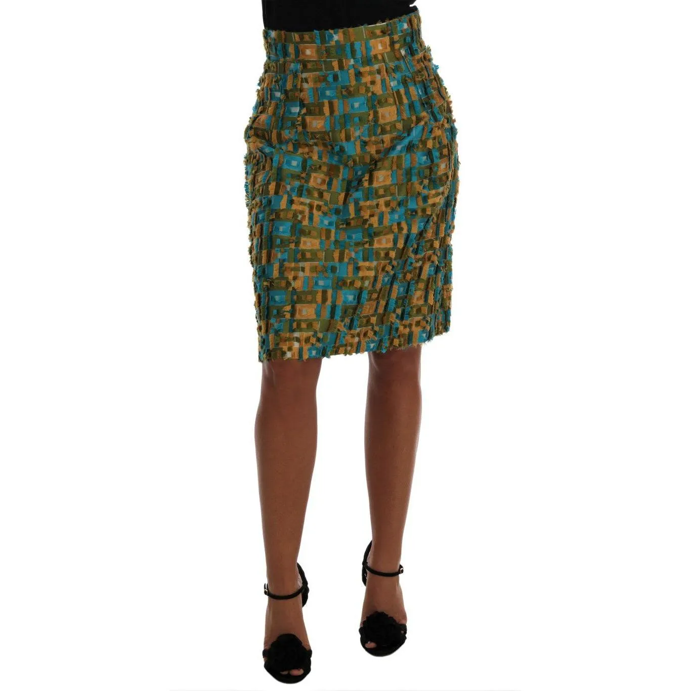 Dolce & Gabbana Elegant Green Jacquard High Waist Skirt