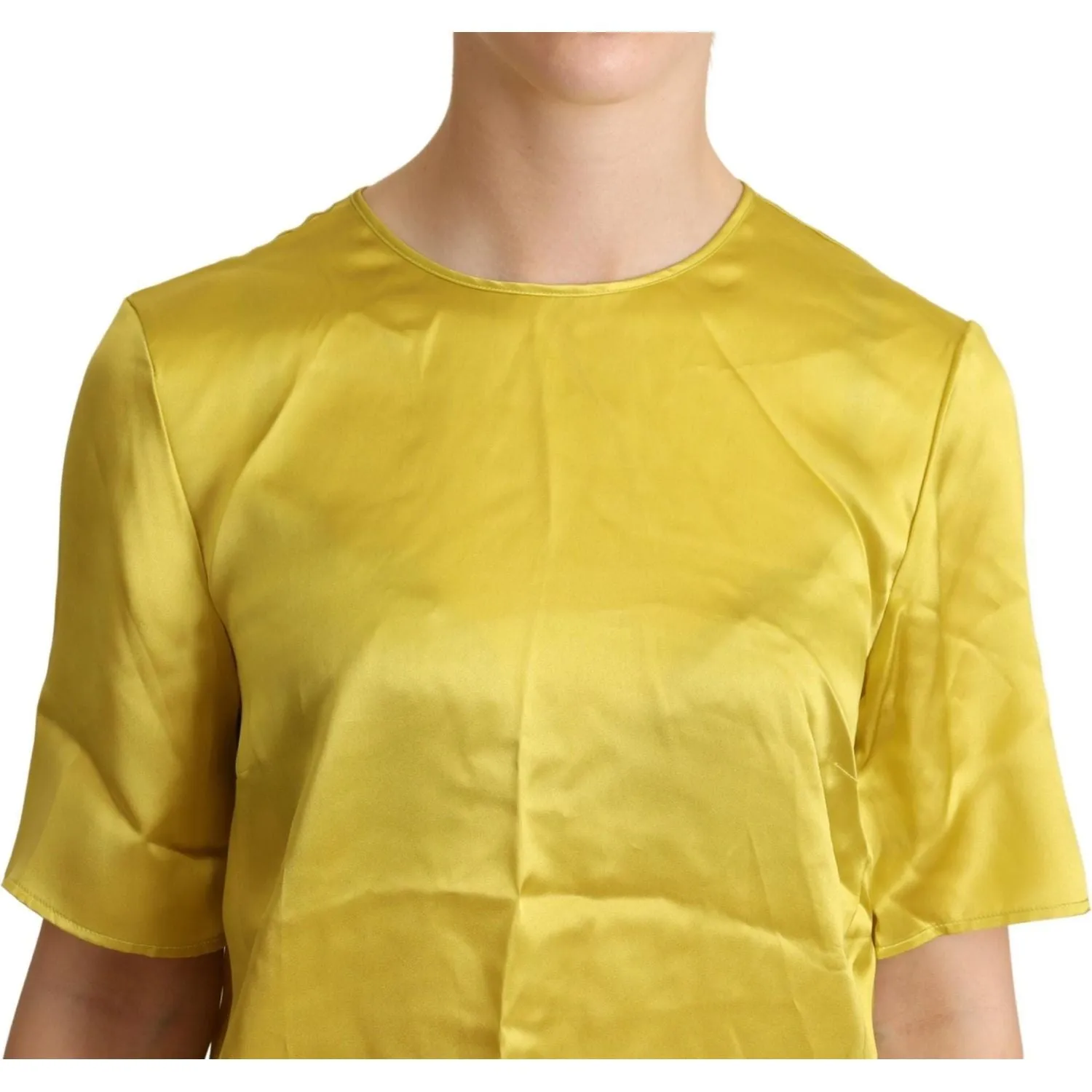 Dolce & Gabbana Elegant Silk Short Sleeve Blouse Top - Yellow