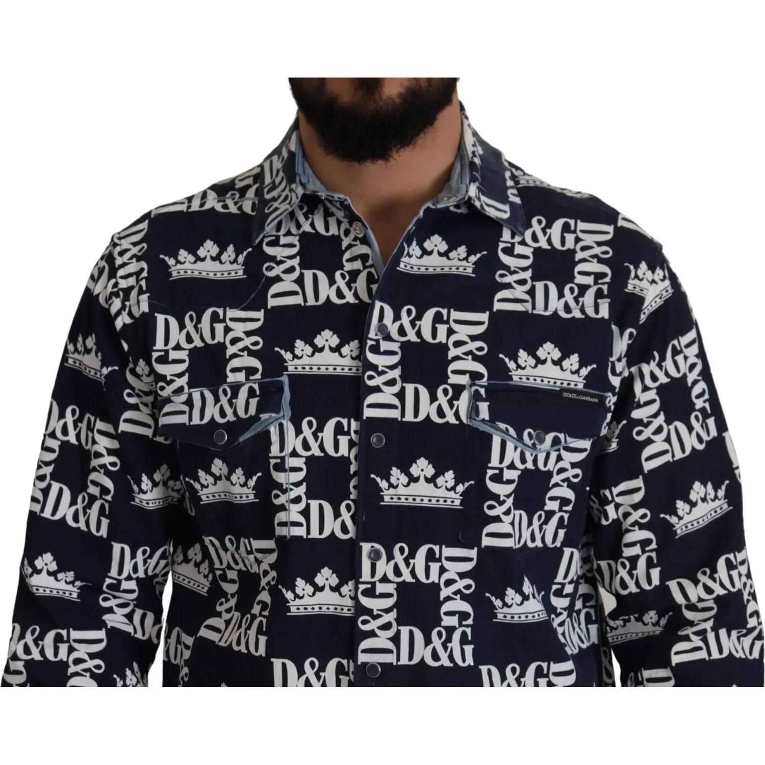 Dolce & Gabbana Elegant Slim Fit Blue Crown Shirt