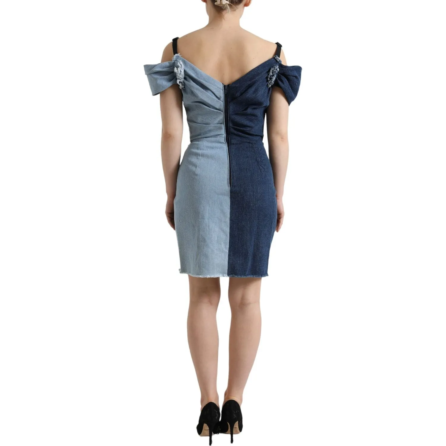 Dolce & Gabbana Elegant Two-Tone Blue Sheath Dress