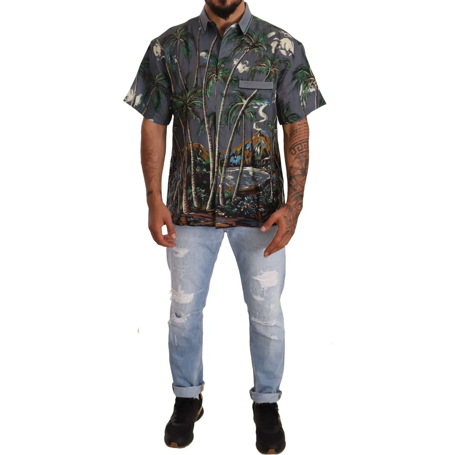 Dolce & Gabbana Tropical Elegance Linen Silk Men's Shirt