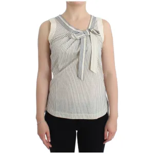 Ermanno Scervino Chic Striped Cotton-Silk Bow Top