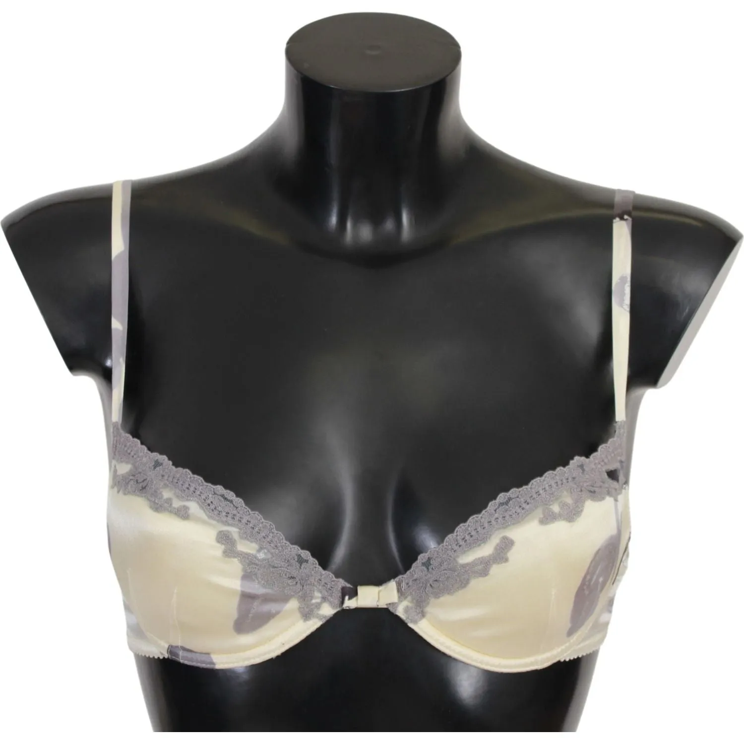 Ermanno Scervino Silk Blend Push-Up Bra in Beige and Gray