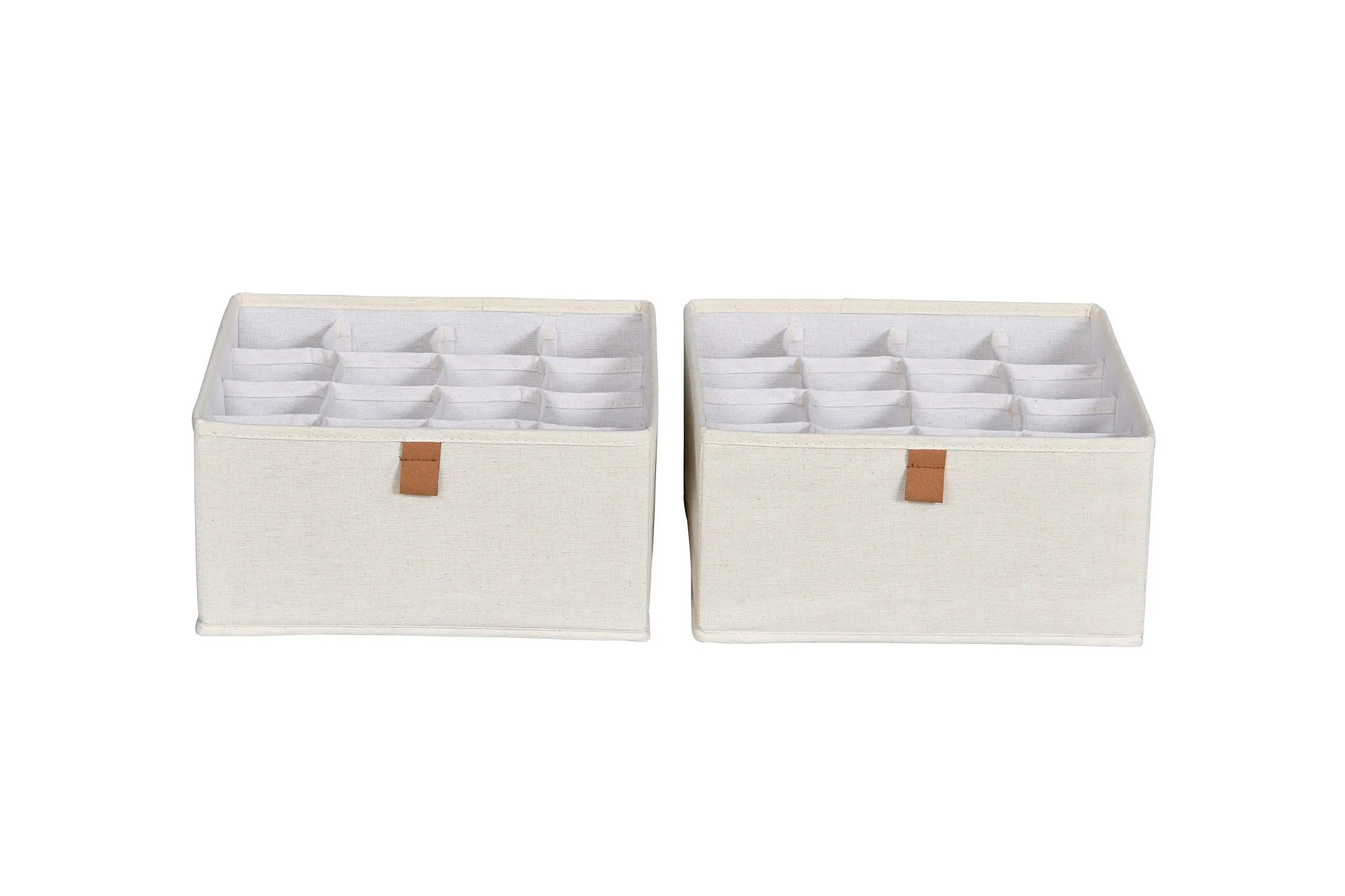 Fabric Wardrobe Organiser - Set With 16 Compartments - 2 Pieces - Cream