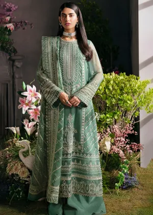 Green Pakistani Palazzo Suit - Afrozeh La Fuchsia Formals '23 - Sea Mist