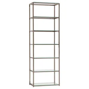 Kate - 5-Shelf Glass Bookshelf - Black Nickel