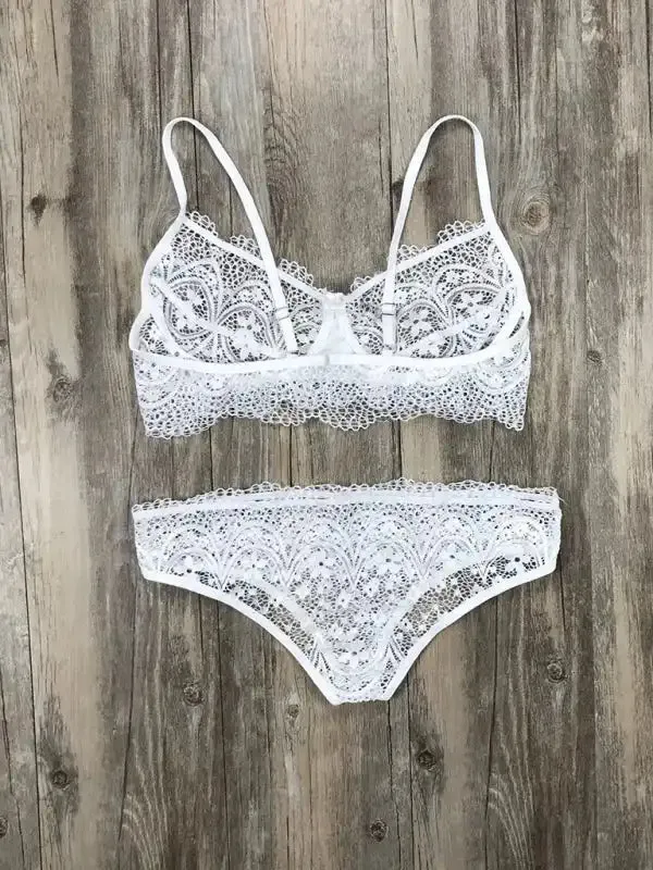 Lace Lingerie Set, Solid Color Set