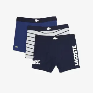 Lacoste Underwear Men's  3-Pack Crocodile Waist Long Stretch Cotton Boxer Briefs