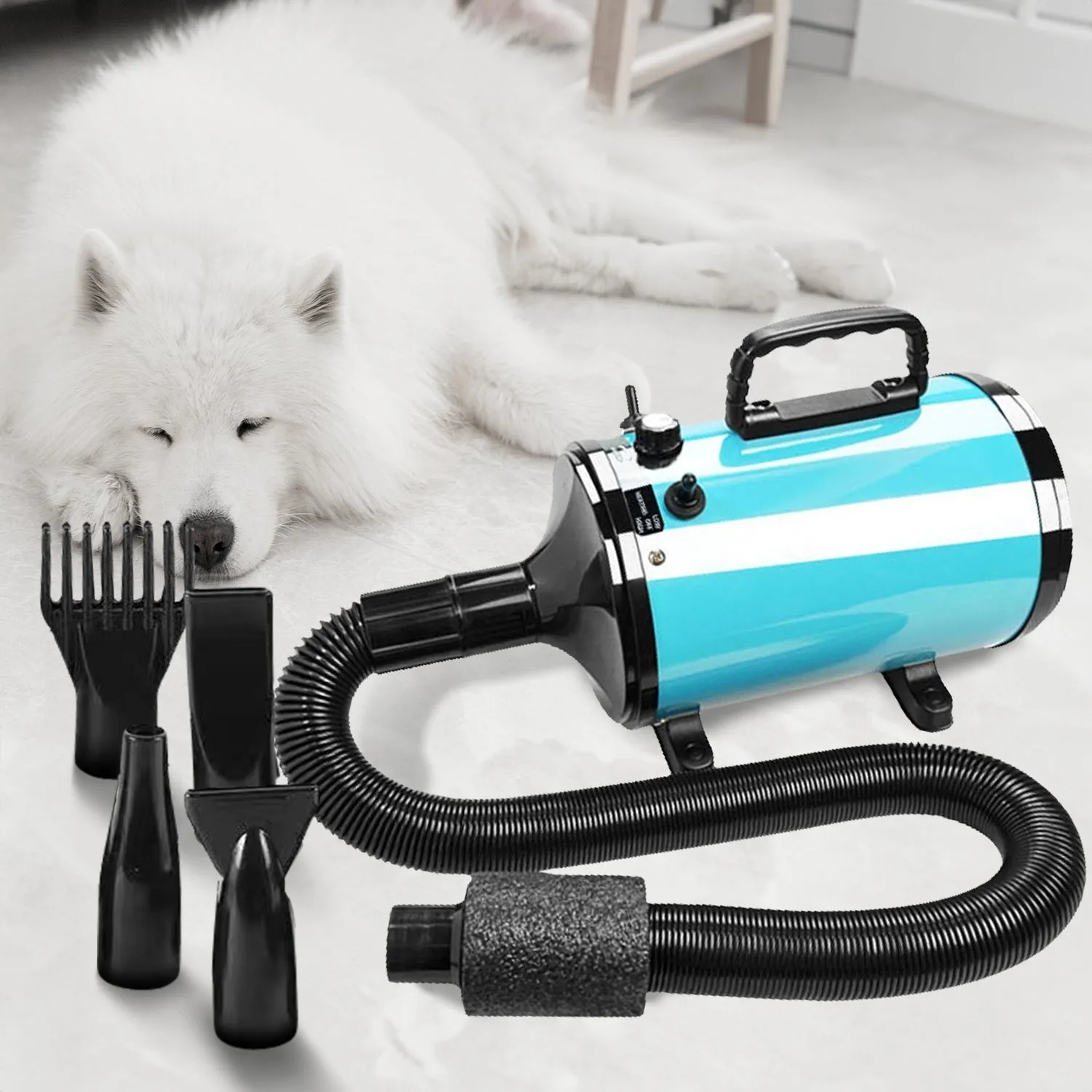 Low Noise Pet Hair Dryer, 4 Air Outlets, 2800W - Floofi