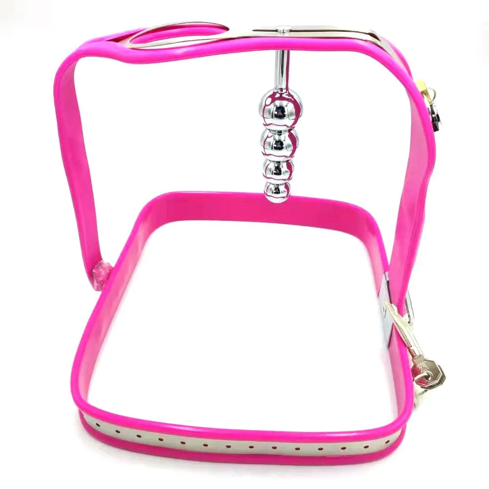 Men Couples Metal Underwear Pink Chastity Belt