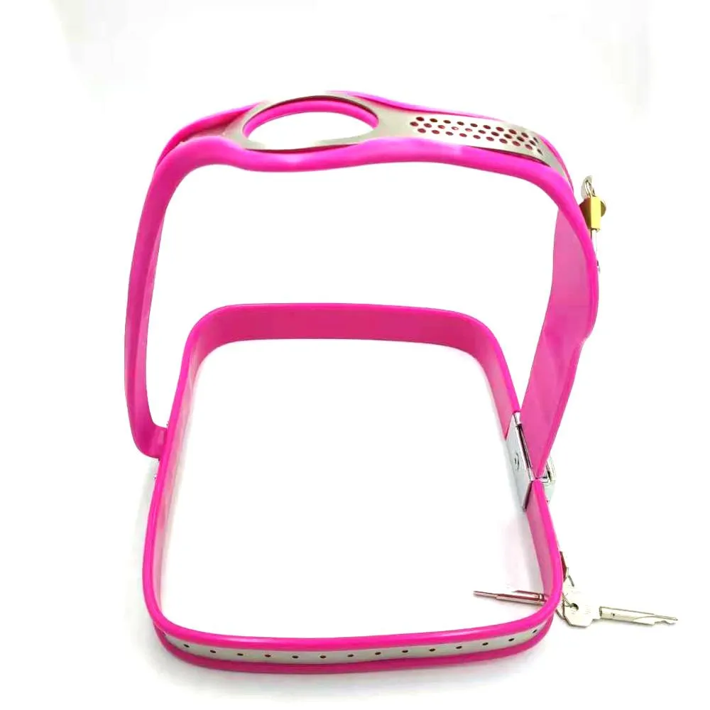 Men Couples Metal Underwear Pink Chastity Belt