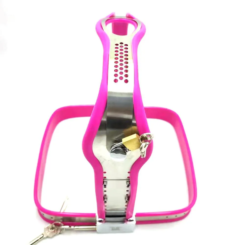 Men Couples Metal Underwear Pink Chastity Belt