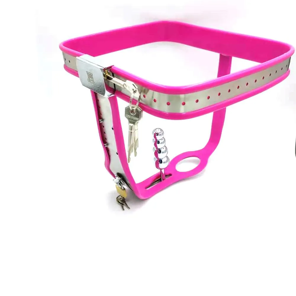 Men Couples Metal Underwear Pink Chastity Belt