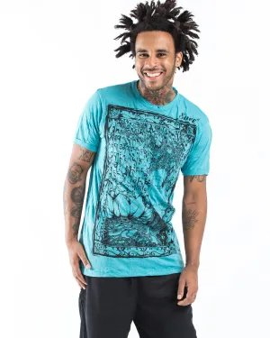 Mens Sanskrit Buddha T-Shirt in Turquoise