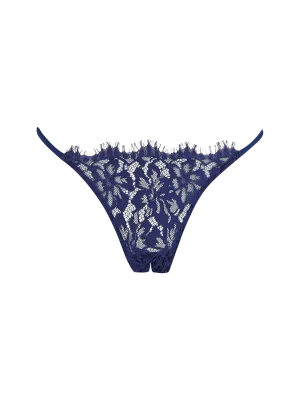 Muse by Coco de Mer Beatrice Open Thong in Navy