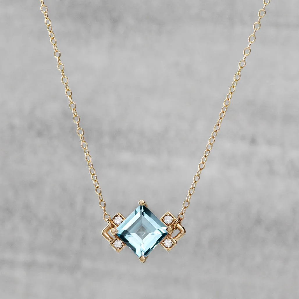 Nucleus Necklace - Sky blue topaz & diamonds