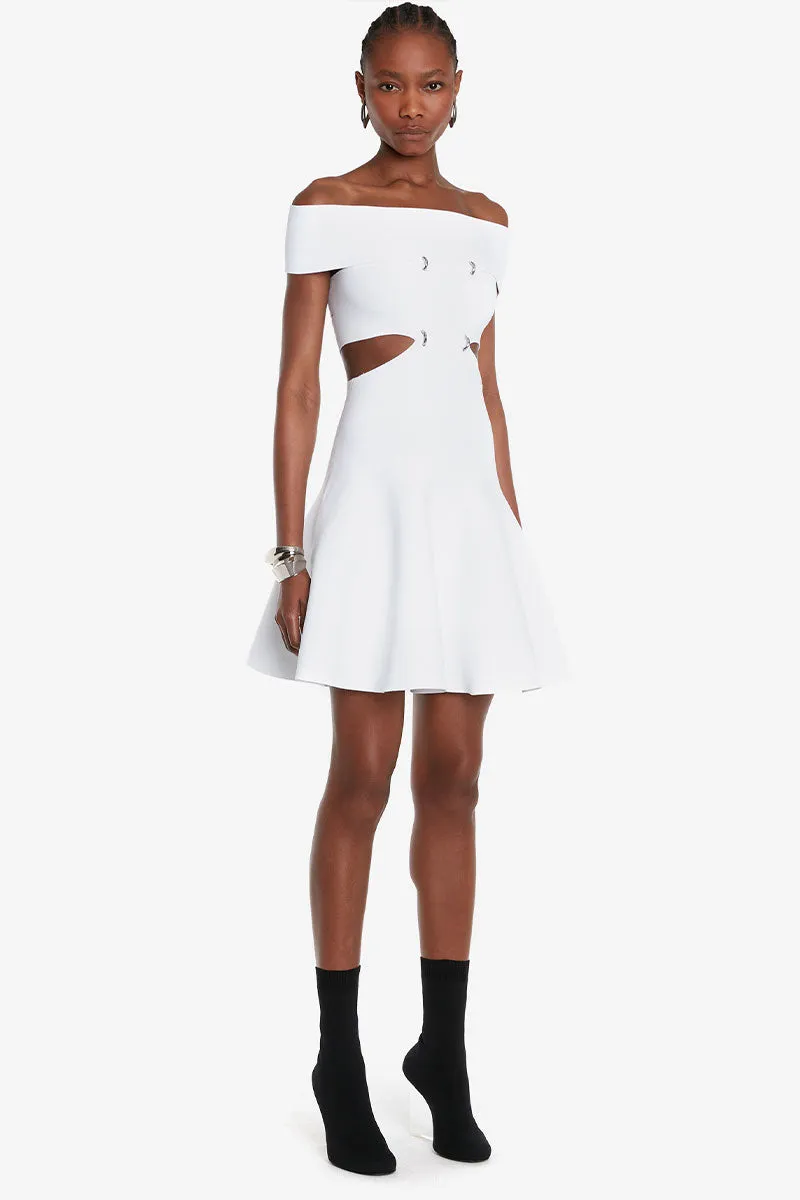 Off-The-Shoulder Slashed Mini Dress